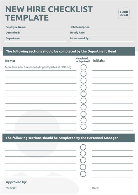 Checklist For New Hires Template