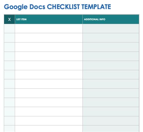 Checklist Google Docs Template