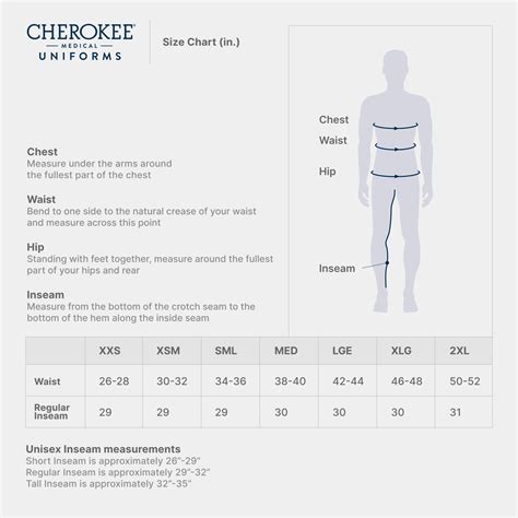 Cherokee Scrub Size Chart