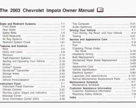 Chevrolet Impala 2000 Owners Manual