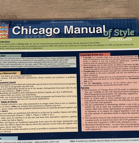 Chicago Manual Of Style Guidelines Quick Study