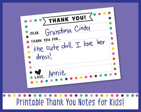 Children's Thank You Note Template
