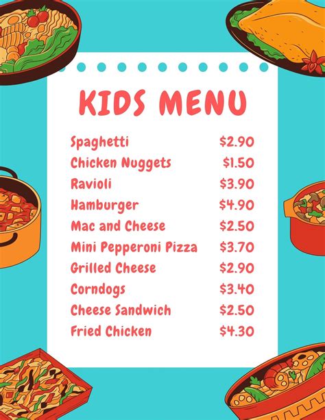 Childrens Menu Template