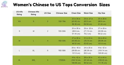 Chinese Size Chart To Us Clothing