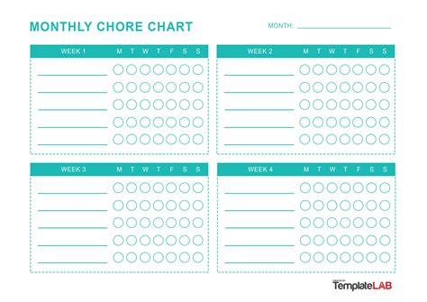 Chore Chart Template Monthly