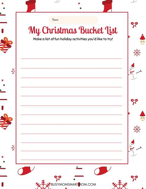 Christmas Bucket List Printable