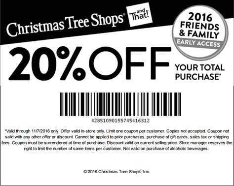 Christmas Tree Shop Printable Coupons November 2016