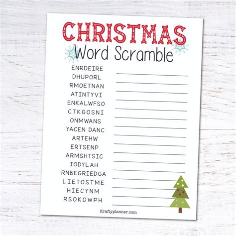 Christmas Word Scramble Free Printable
