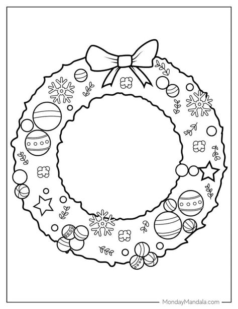 Christmas Wreath Template To Color