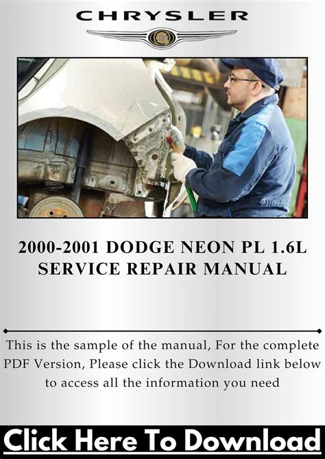 Chrysler Dodge Neon Pl And Pl 1 6l 2000 2001 Service Manual