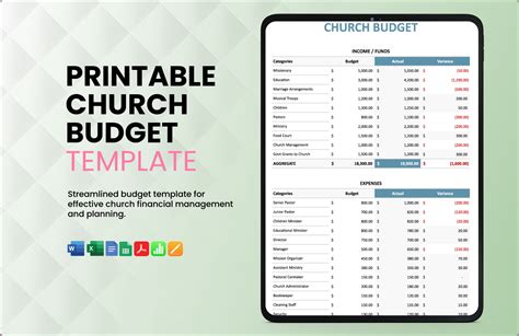 Church Budget Template Free