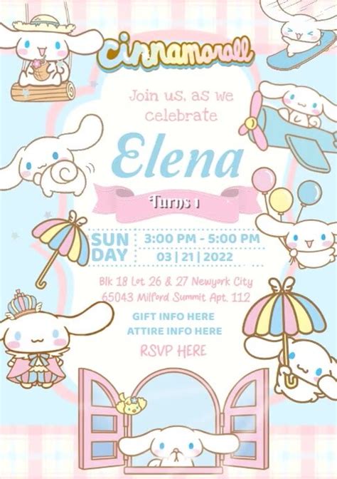 Cinnamoroll Birthday Invitation Template