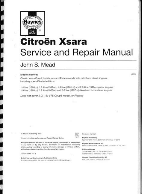 Citroen Xsara Service Repair Manual Download 1997 2000