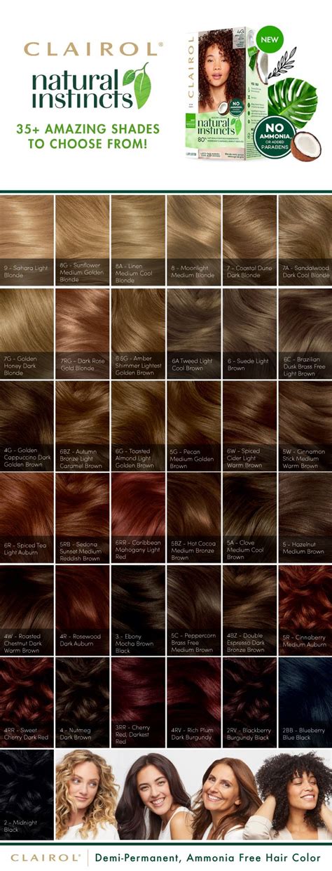 Clairol Hair Natural Instincts Color Chart