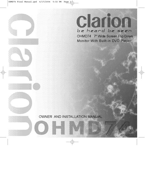 Clarion Ohmd74 Car Monitor Repair Manual