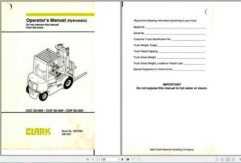 Clark Cgc 20 30 Cgp 20 30 Cdp 20 30 Forklift Service Repair Manual Download