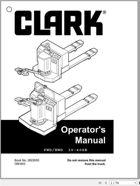 Clark Pwd 30 40se Hwd30 40se Forklift Workshop Service Repair Manual Download