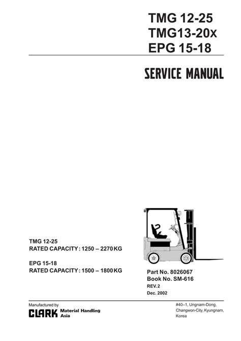 Clark Tmg 12 25 Forklift Factory Service Repair Workshop Manual Instant Download Sm 616