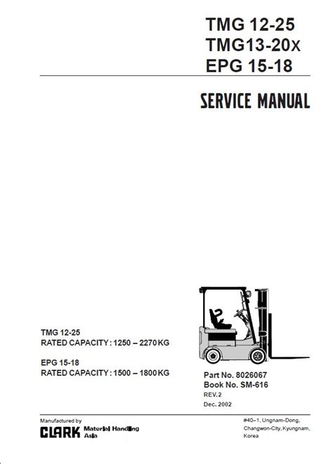 Clark Tmg 12 25 Tmg 13 20x Epg 15 18 Forklift Service Repair Workshop Manual Download