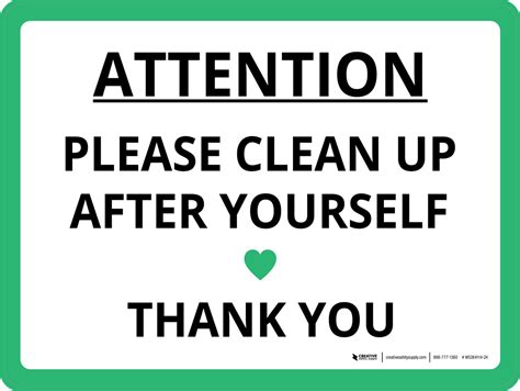 Clean Up After Yourself Sign Printable