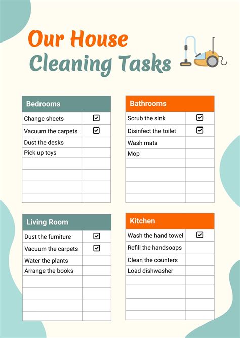 Cleaning Chart For Home