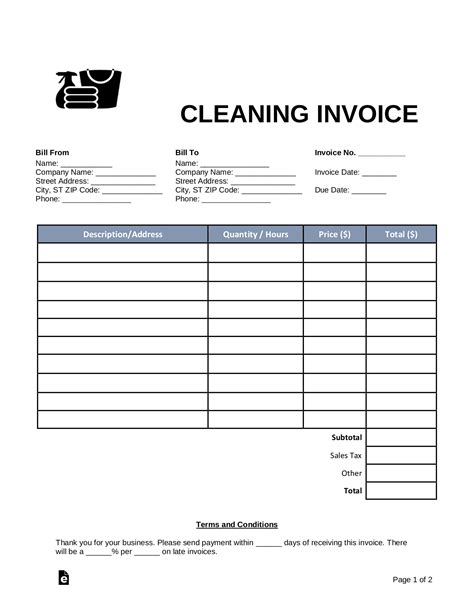 Cleaning Receipt Template
