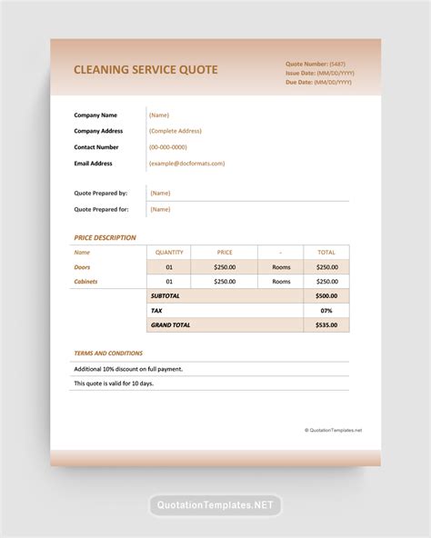 Cleaning Services Quotation Template