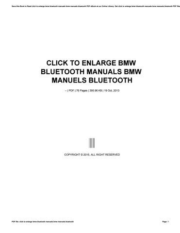 Click To Enlarge Bmw Bluetooth Manuals Bmw Manuels Bluetooth