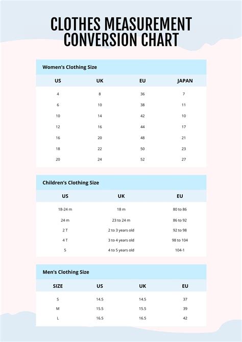 Cloth Size Conversion Chart