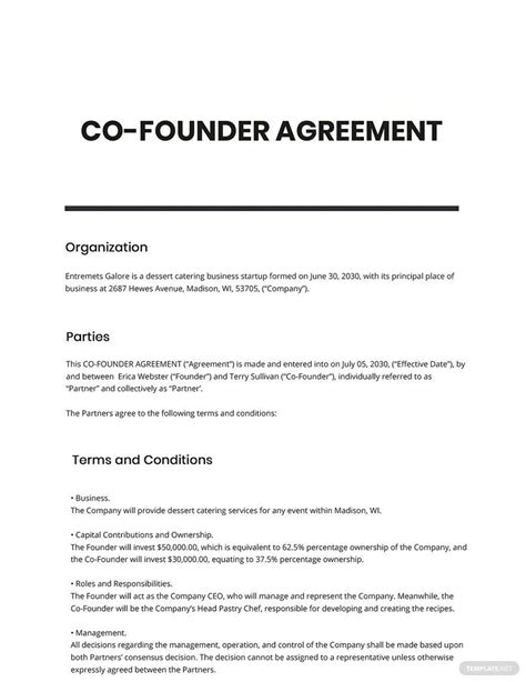 Co Founder Agreement Template