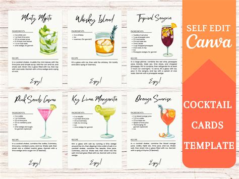 Cocktail Recipe Cards Template