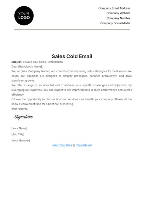 Cold Email Sales Template