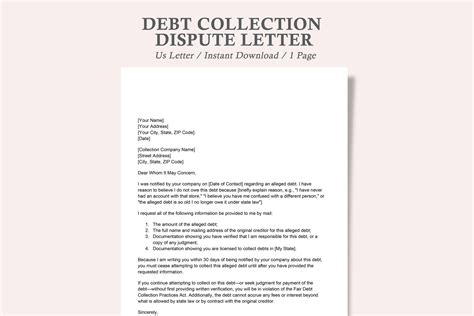 Collection Dispute Letter Template