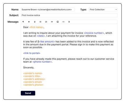 Collection Email Template