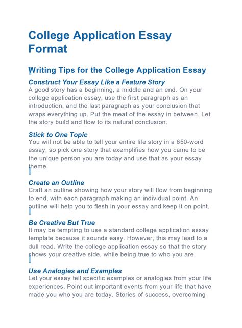 College Essay Format Template