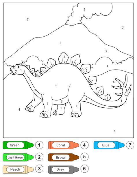 Color By Number Dinosaur Printable