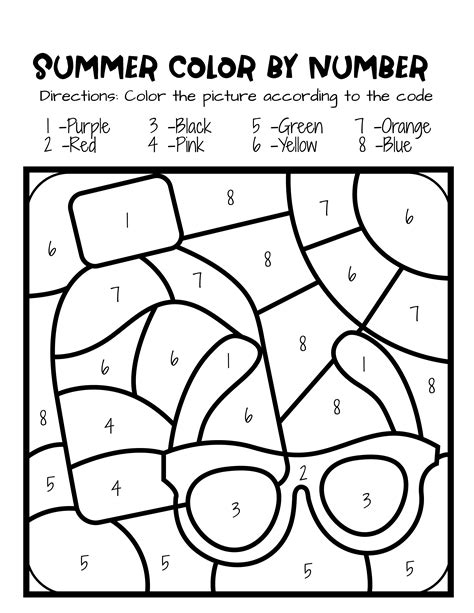 Color By Number Summer Printables