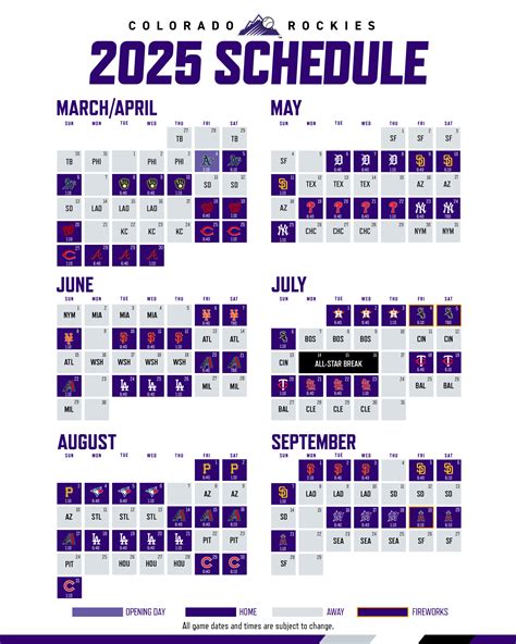 Colorado Rockies Printable Schedule
