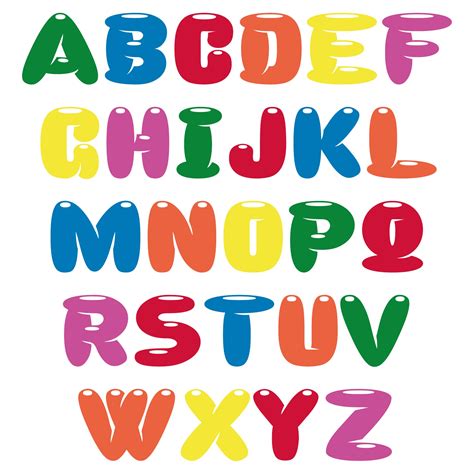 Colorful Bubble Letters Printable