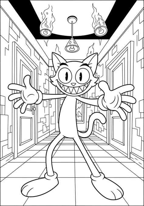 Coloring Scary Cartoon Cat Coloring Pages Printable