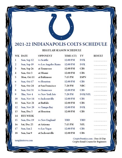 Colts Schedule Printable