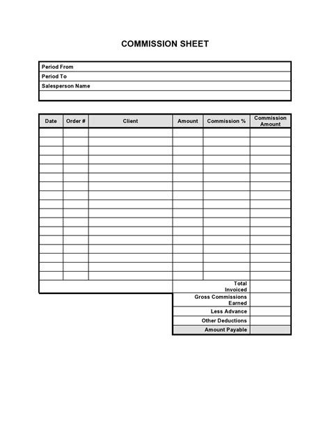 Commission Form Template