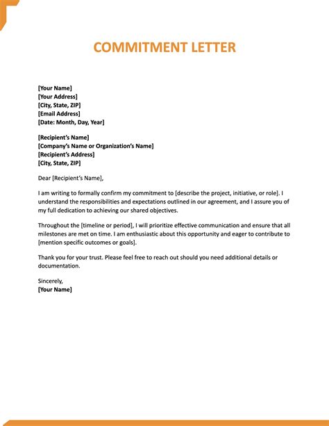 Commitment Letter Templates