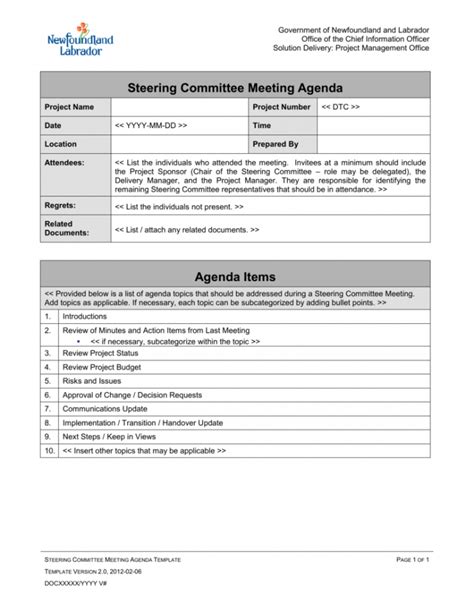 Committee Agenda Template