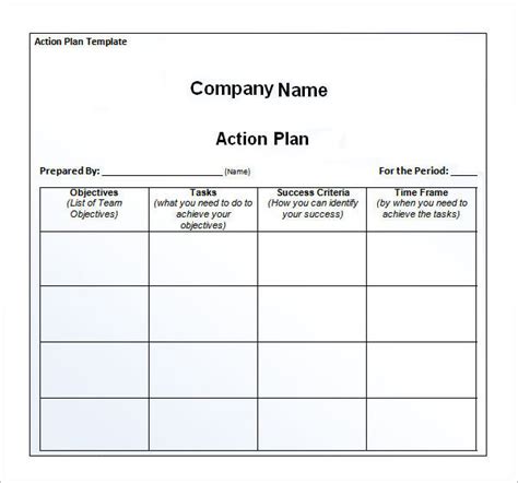 Company Action Plan Template