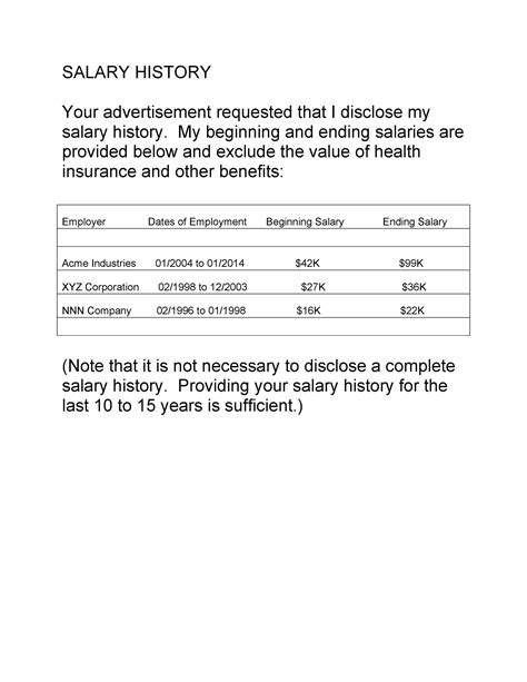 Compensation History Template