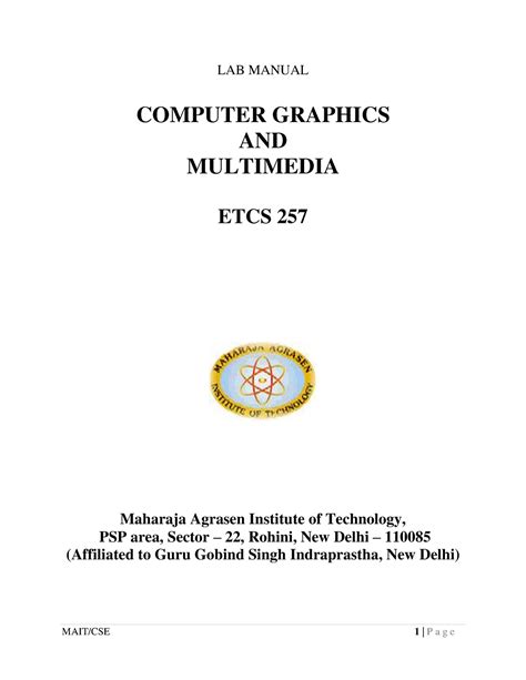 Computer Graphics And Multimedia Lab Manual