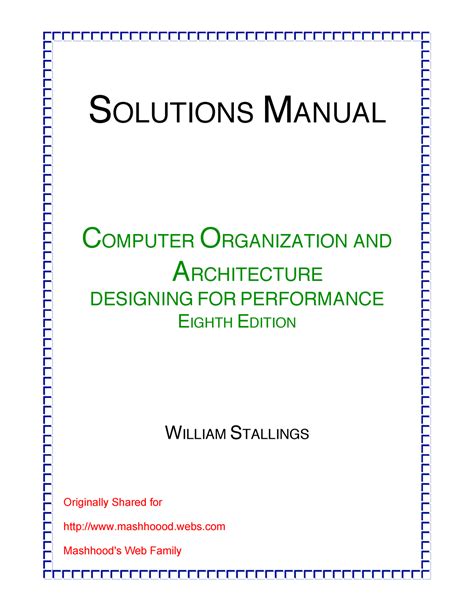 Computer Organization And Architecture Solution Manual