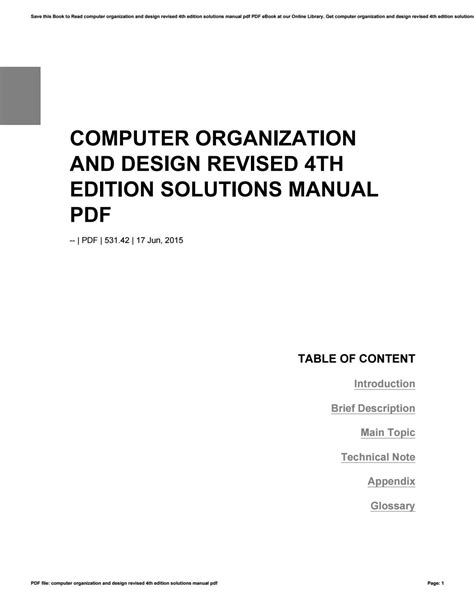 Computer Organization Revised 4th Edition Solutions Manual