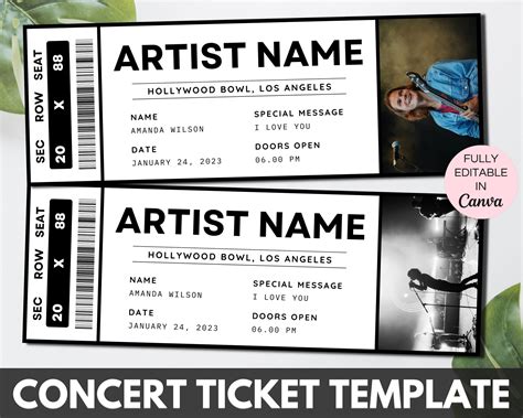 Concert Ticket Gift Template